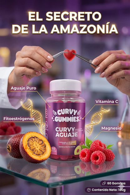 Curvy Gummies Originales - Aguaje Gomitas Frasco 60 unidades.
