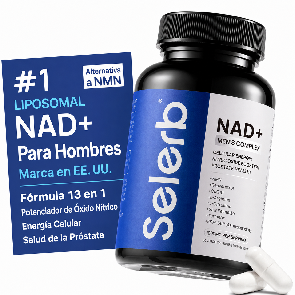 Suplemento Selerb NAD+ MENS 60 capsulas